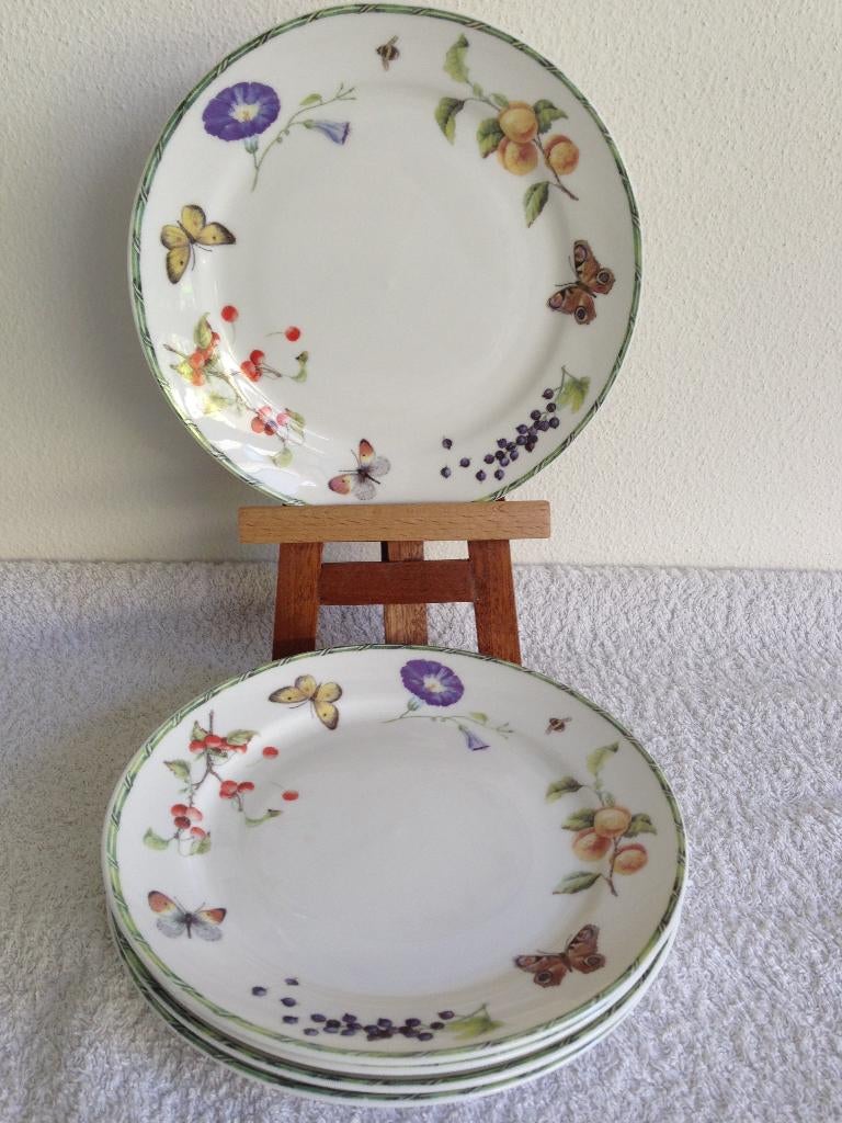 🦋🍑5 Janneke Brinkman FRUIT & FLOWERS GEBAKSBORDJES., Ophalen of Verzenden, Zo goed als nieuw, Bord(en), Overige stijlen