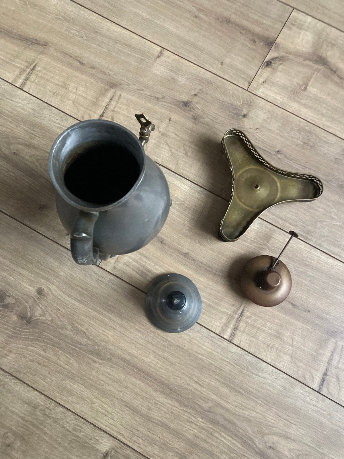 Antieke theeketel met brander en standaard, Ophalen of Verzenden