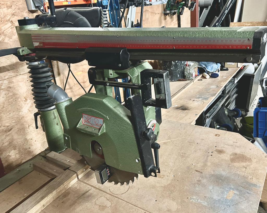 FRAMAR radiaalzaag afkortzaag 350mm, Doe-het-zelf en Verbouw, Gereedschap | Zaagmachines, Ophalen, Gebruikt, 70 mm of meer, Afkortzaag