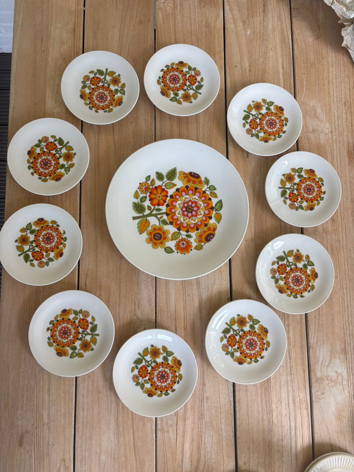 Vintage bloemen servies - 11 delig, Antiek en Kunst, Antiek | Servies los, Ophalen