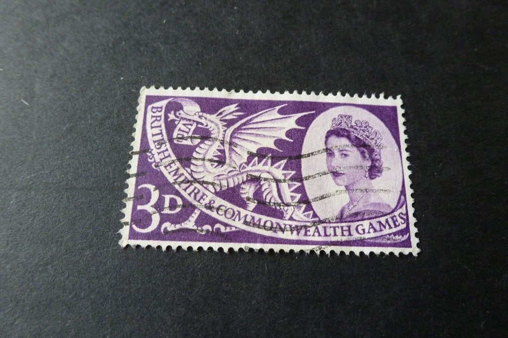 Postzegels - UK - common wealth games 3 pence 1958 gestem, Ophalen of Verzenden, Gestempeld