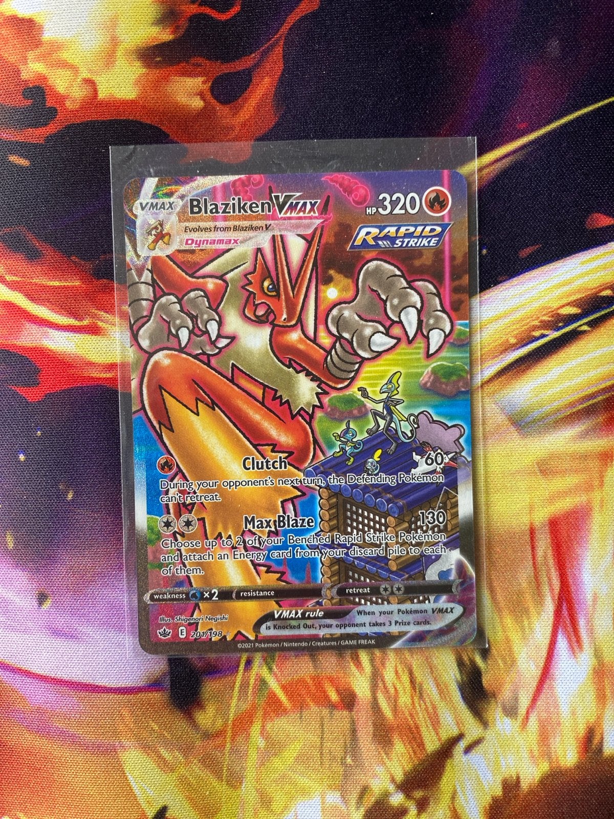 Pokémon Blaziken VMAX 201/198, Hobby en Vrije tijd, Ophalen, Nieuw, Losse kaart, Foil