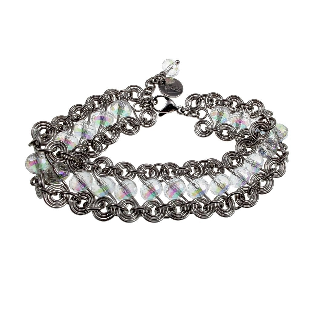 Armband Dames RVS Brede Spiralen met Transparante Kristallen, Staal, Birgitta-Gracht 33, 6465 EL Kerkrade, Nederland, Verzenden
