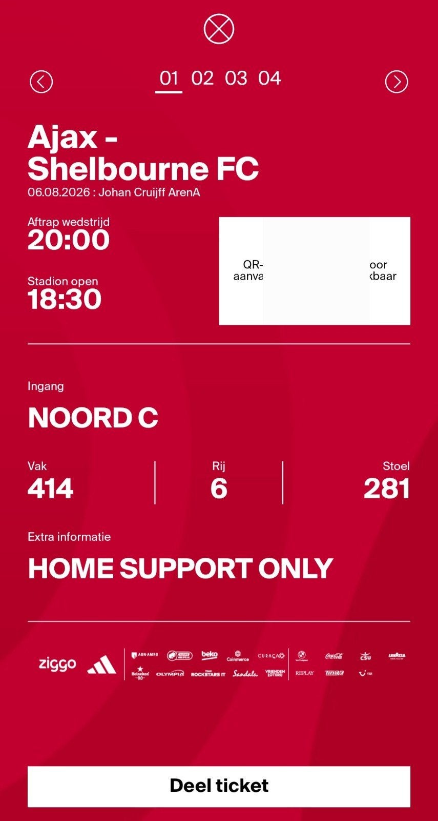 2 tickets Ajax - Shelbourne FC, Tickets en Kaartjes, Losse kaart, Twee personen, Augustus, Europa of Champions League