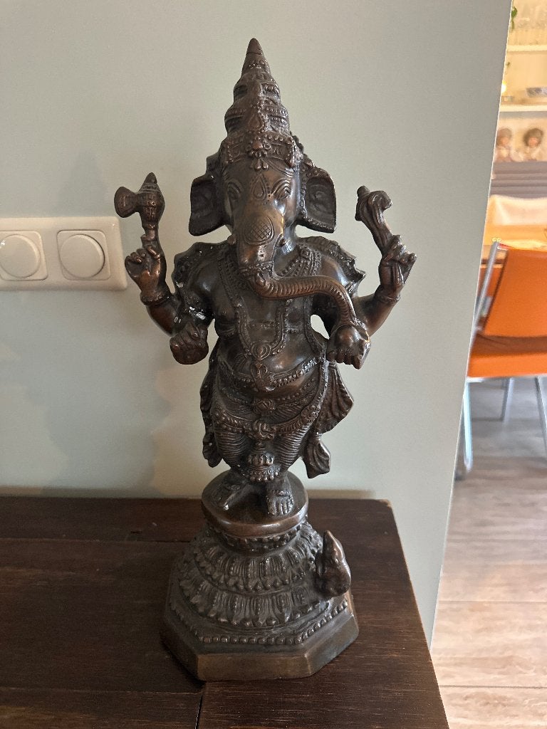 Groot Ganesha bronzen beeld zuid Indiaas handwerk, Ophalen, Overige onderwerpen, Brons, 20 - 50 cm