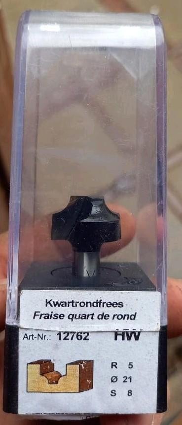 Kwartrondfrees HW R5 Ø21 S8 - Nieuw in verpakking, Ophalen of Verzenden, Nieuw, Bovenfrees, HW