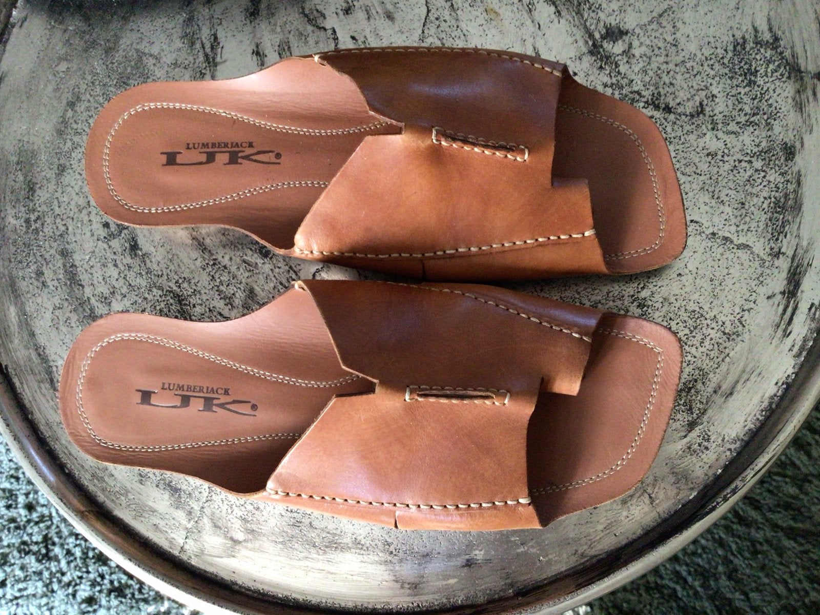 Instappers, camelkleurig mt 39 Leer, teenslippers., Ophalen of Verzenden, Zo goed als nieuw, Bruin, Instappers