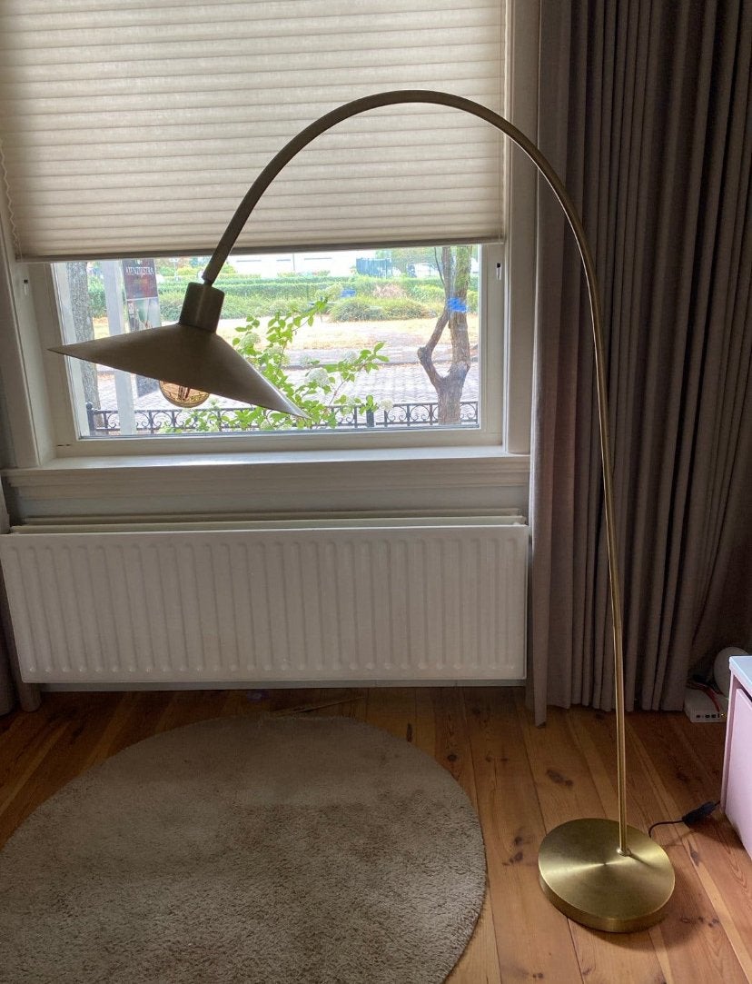 Vloerlamp messing/goud, Ophalen, Zo goed als nieuw, 150 tot 200 cm