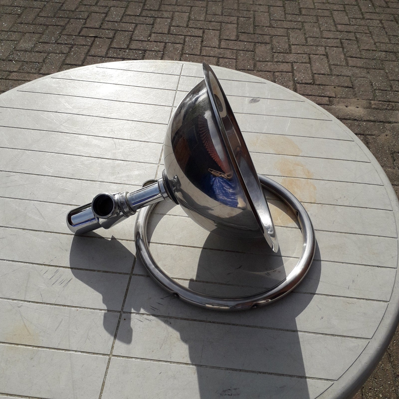 ronde wasbak met houder ring camping buitenkeuken werkplaats, Ophalen, Gebruikt, Rvs, Wastafel