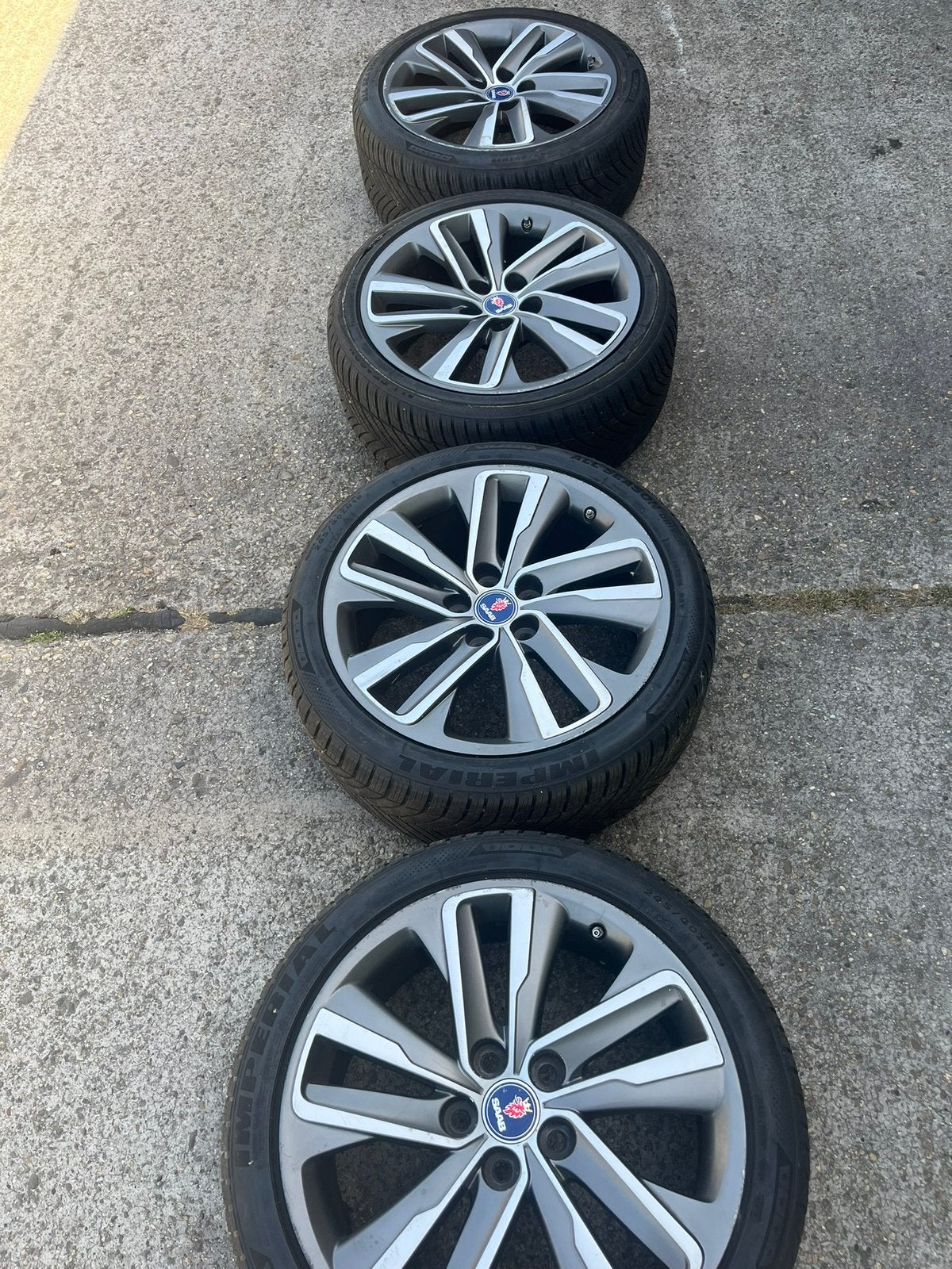Saab 9-5 NG Alu 104 19 inch velgen + banden, Ophalen, 19 inch, 235 mm, All Season