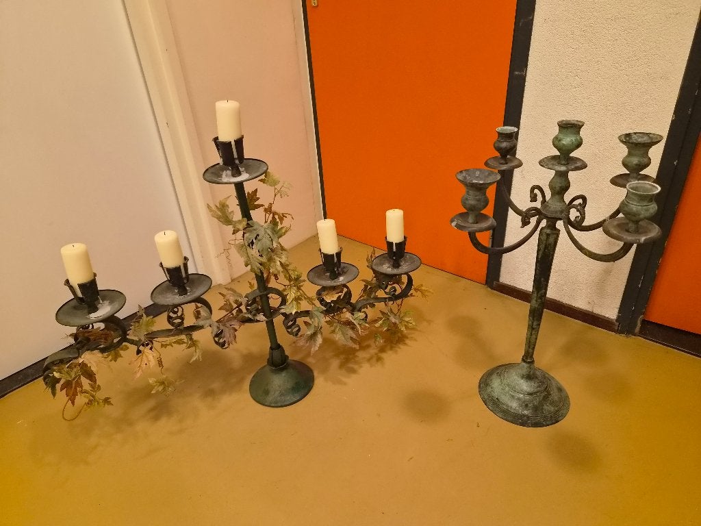 2 kandelaars, Ophalen, Gebruikt, 50 cm, Metaal