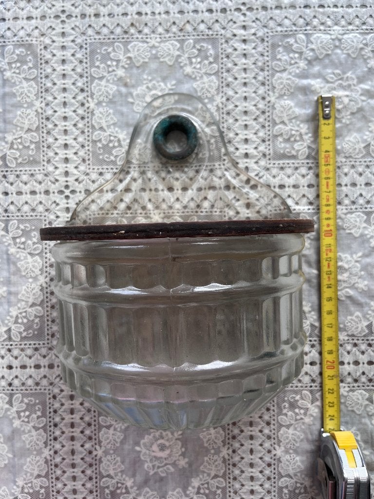 Brocante glazen zoutbak voor aan de muur, Ophalen of Verzenden