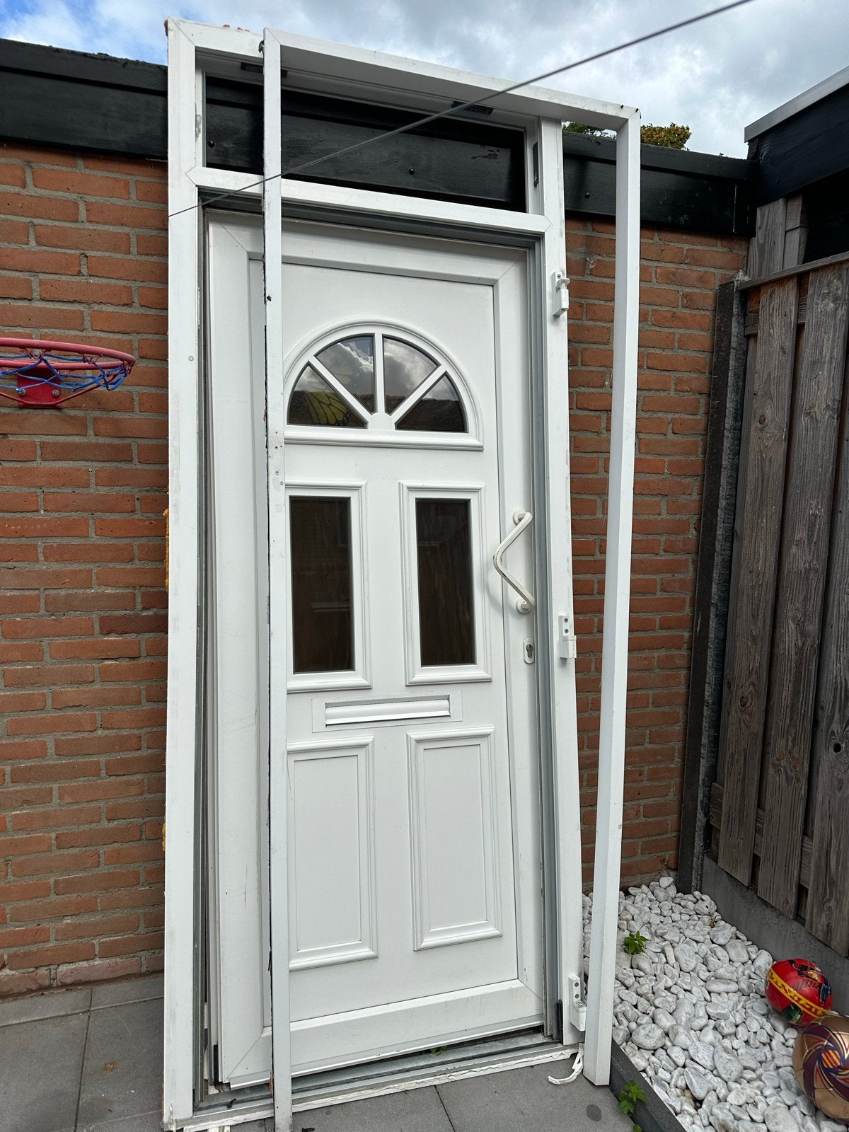 Deur met kozijn 101x250 cm - Glas met barst, Doe-het-zelf en Verbouw, Deuren en Horren, Gebruikt, 215 cm of meer, Ophalen, 100 tot 120 cm