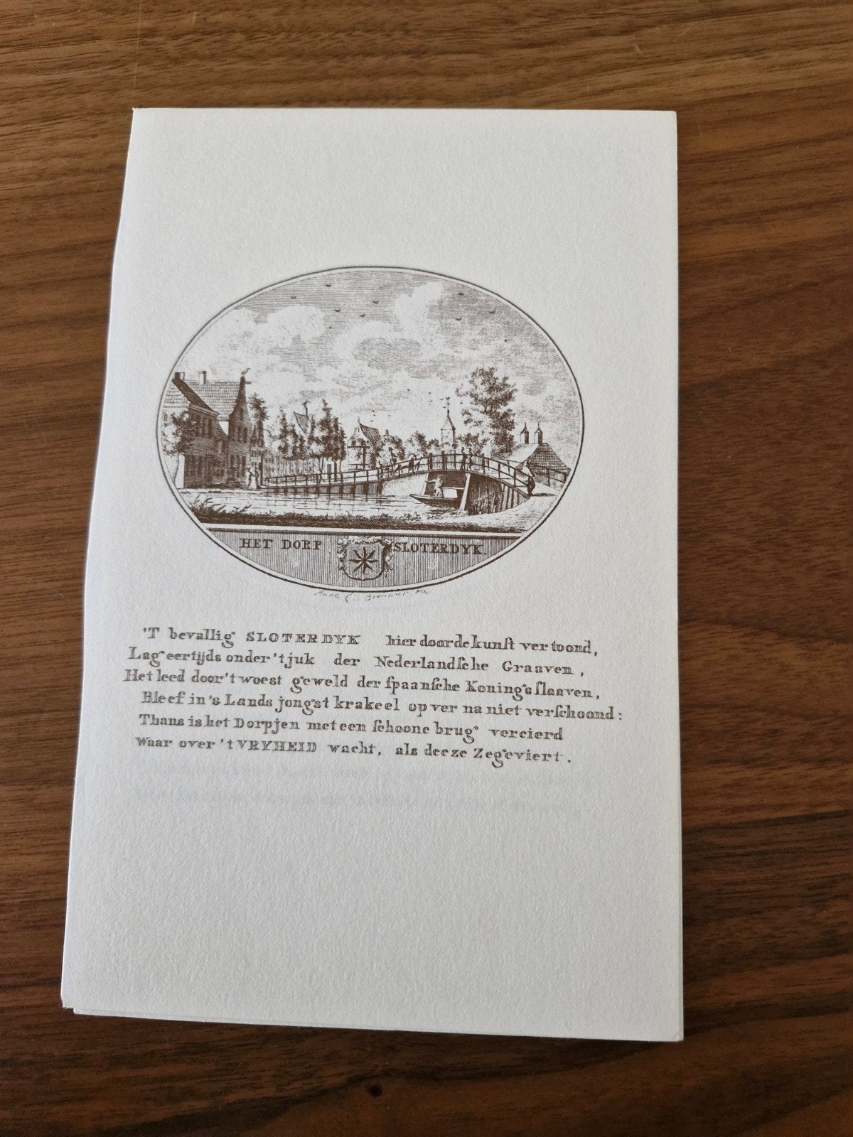Oude Prent 'Het Dorp Sloterdijk' - Historisch Gezicht, Verzamelen, Gebruikt, Ophalen of Verzenden, Gebouw, Voor 1940