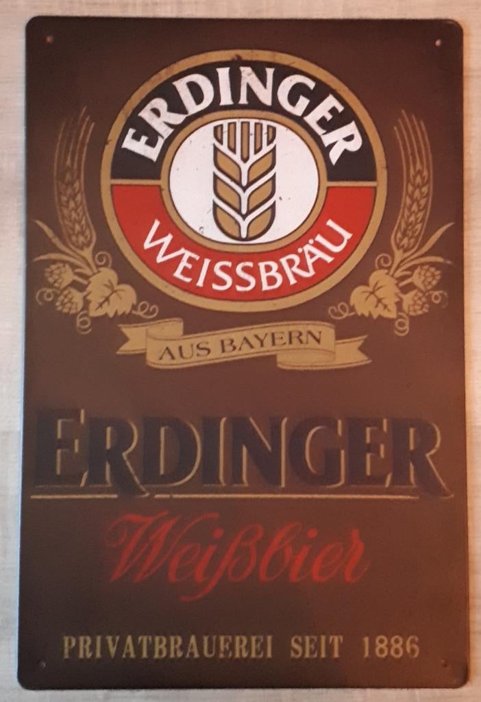 Erdinger 20x30 cm Metalen Reclamebord, Ophalen of Verzenden, Nieuw, Reclamebord, Plaat of Schild, Overige merken