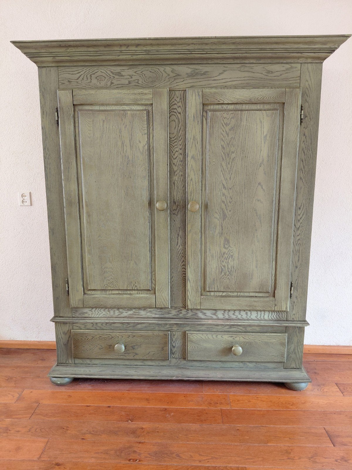 Groene houten kast met laden en deuren - 168x53x195 cm, Ophalen, Gebruikt, Met deur(en), 150 tot 200 cm