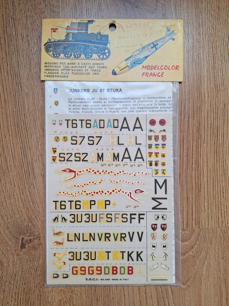 1:72 1/72 ESCI Decals; Junkers Ju-87 Stuka, Messerschmitt Bf, Overige merken, 1:72 tot 1:144, Ophalen of Verzenden, Zo goed als nieuw