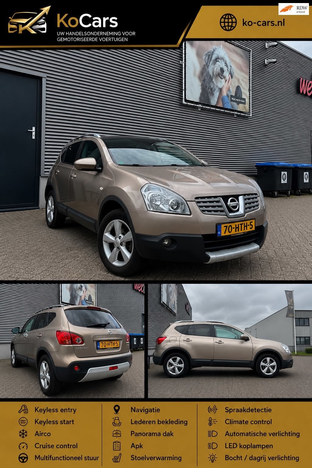 Nissan Qashqai / Apk / Airco / Tekna / Cruise / Panorama / A, Auto's, Voorwielaandrijving, Gebruikt, 4 cilinders, Bruin