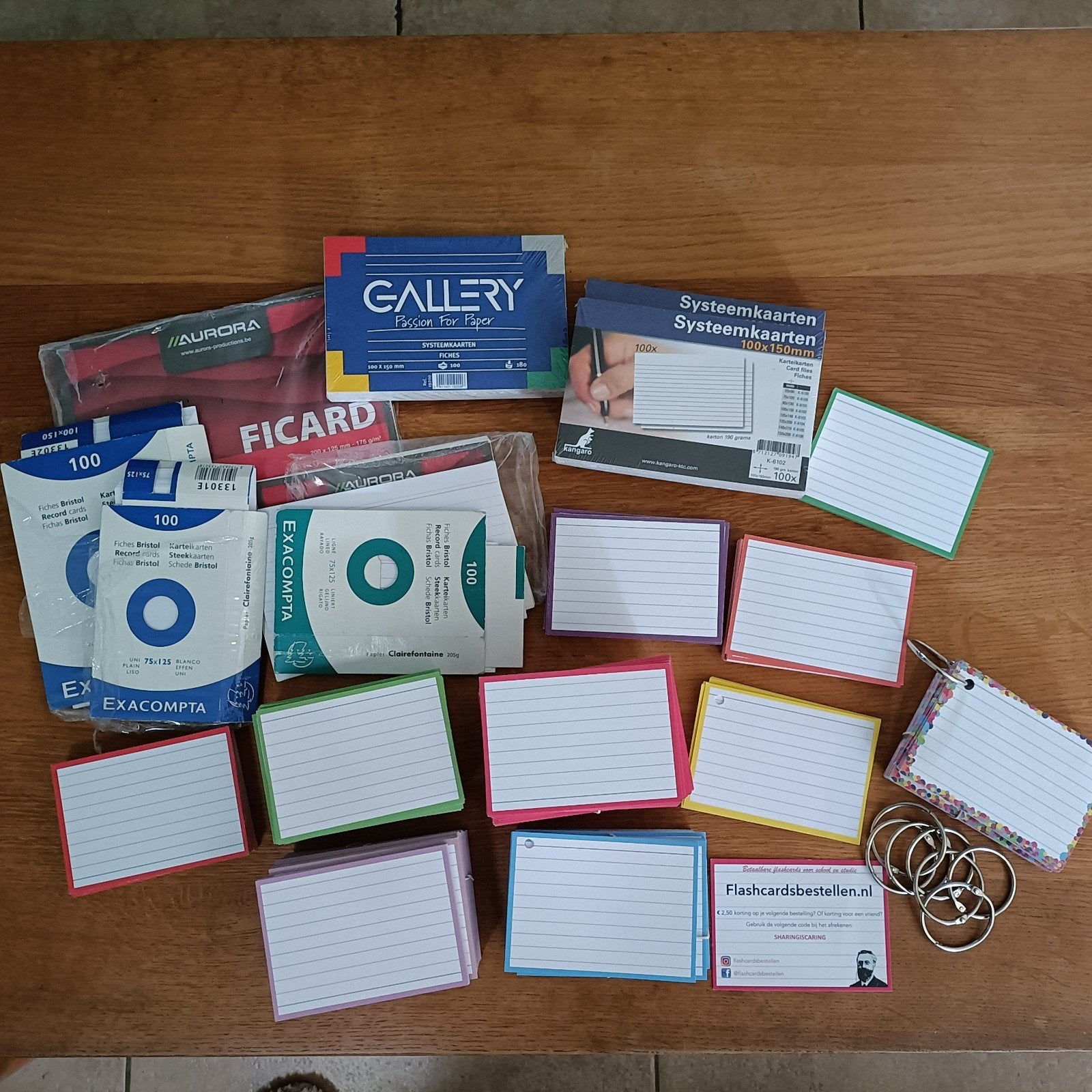 Flashcards, verschillende kleuren en maten, Ophalen of Verzenden, Nieuw