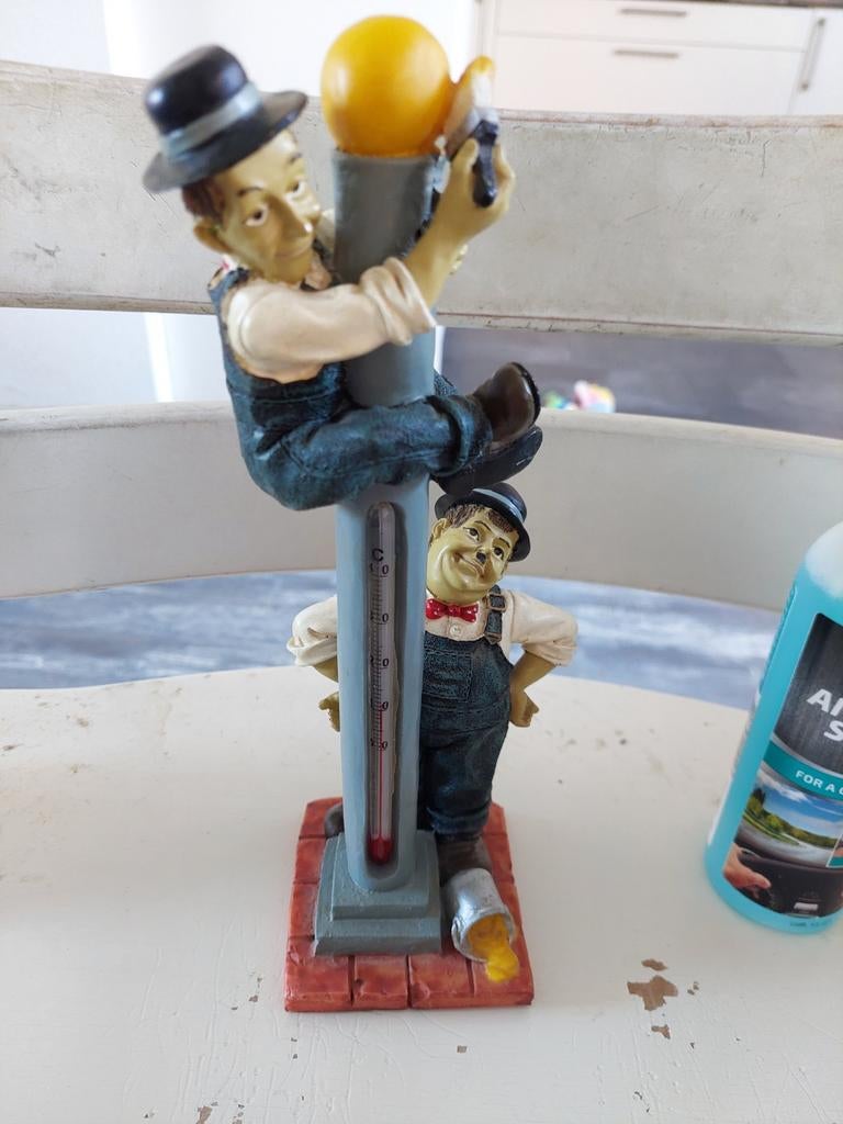 Decoratieve thermometer met Laurel en hardy, Huis en Inrichting, Ophalen of Verzenden, Nieuw, Binnenthermometer