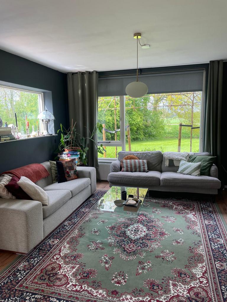 Groen gordijn Kwantum Frank, 100 tot 150 cm, 200 cm of meer, Ophalen of Verzenden, Zo goed als nieuw