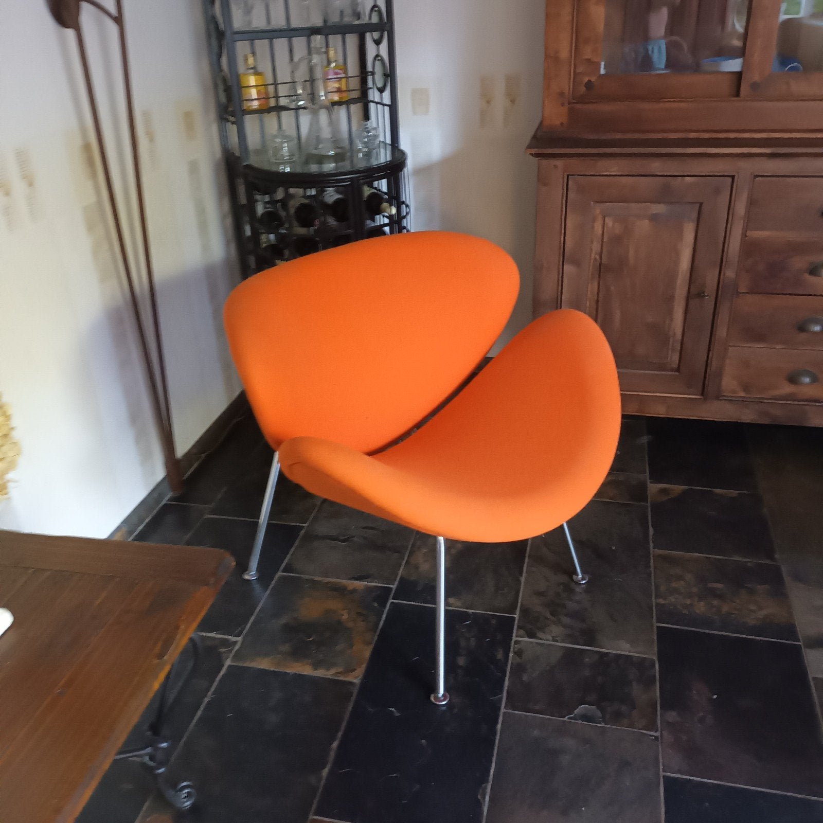 Moderne design fauteuil, Ophalen, Minder dan 75 cm, Zo goed als nieuw, Metaal