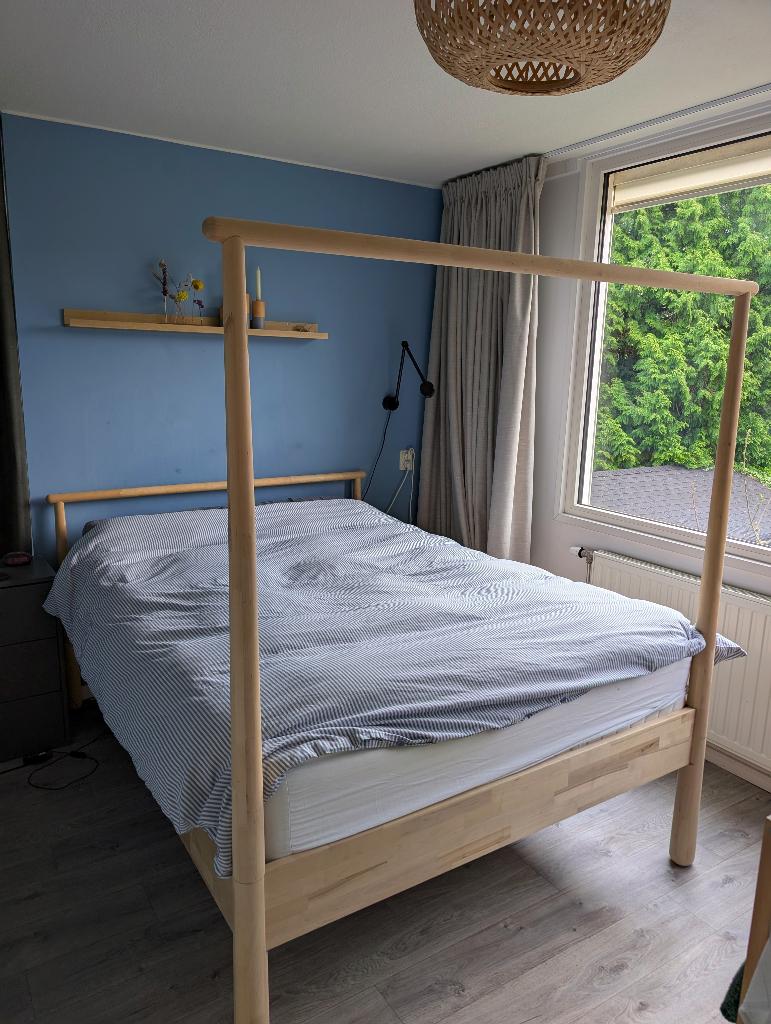 Massief houten bed - IKEA GJÖRA - 140-200 cm, Ophalen, Beige, Tweepersoons, Scandinavisch