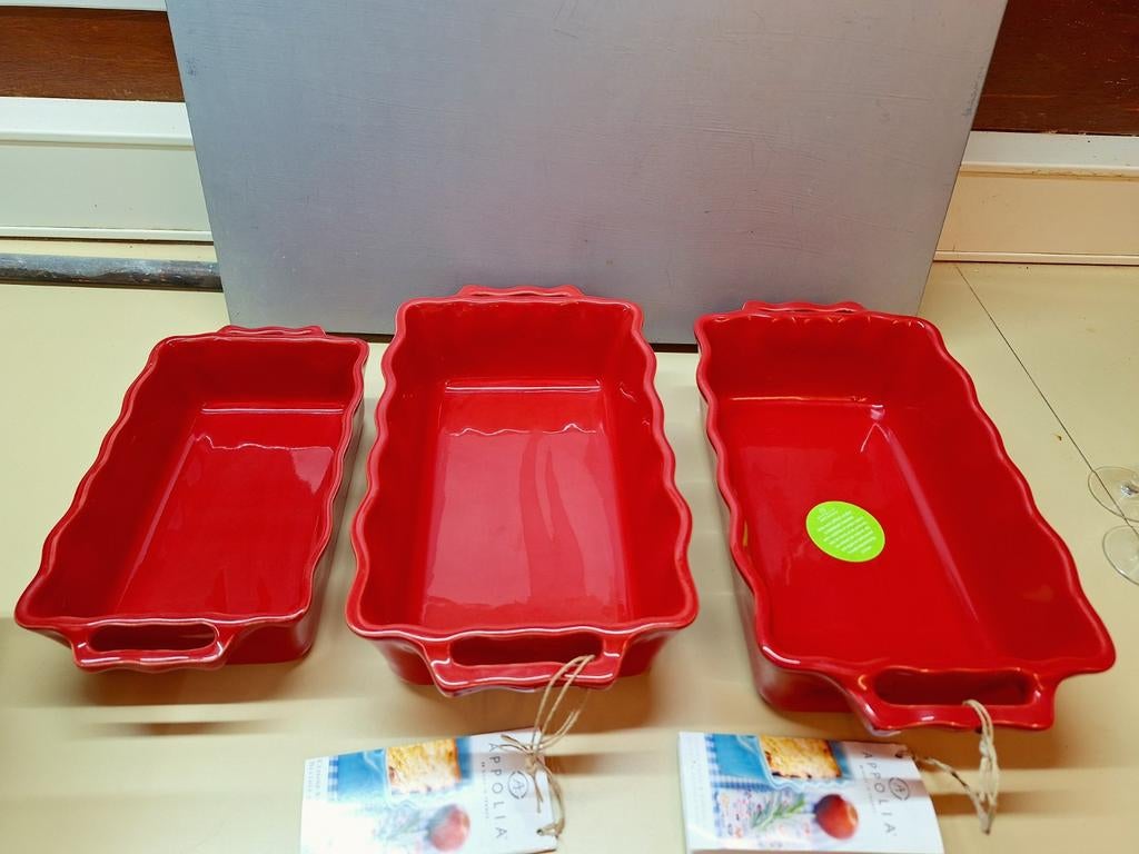 Appolia Keramische Ovenschalen Rood - Set van 3- Nieuw, Keramiek, Nieuw, Ophalen of Verzenden, Schaal of Schalen