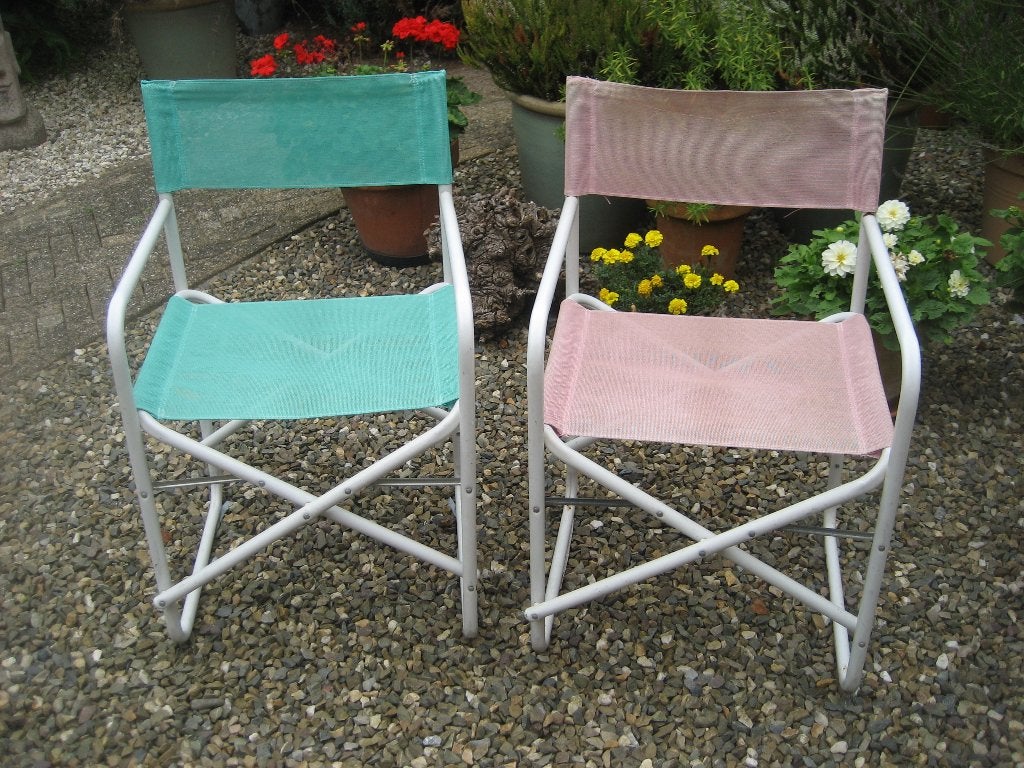 2x tuinstoel - visstoel - campingstoel - regisseursstoel, Caravans en Kamperen, Ophalen, Gebruikt, Campingstoel