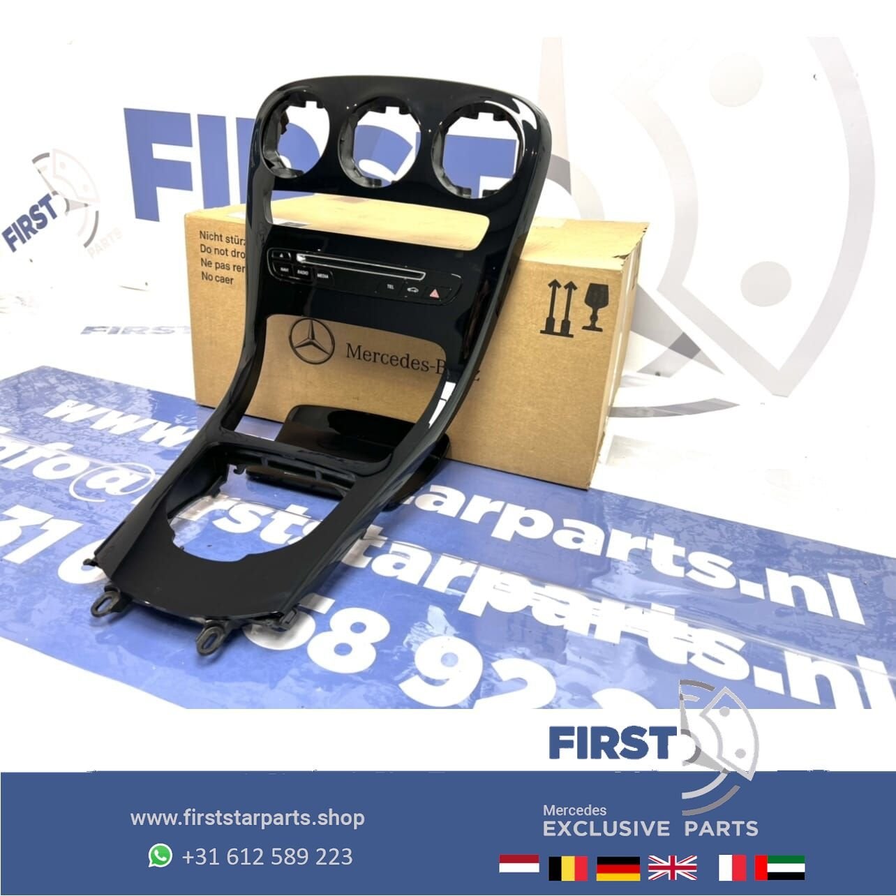 W205 hoogglans zwart middenconsole Mercedes C Klasse 2014-20, Gebruikt, -, Ophalen of Verzenden, -