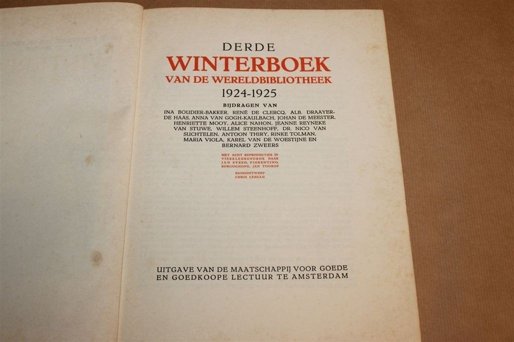 Derde Winterboek Wereldbibliotheek — Jan Toorop 1924, Ophalen of Verzenden, Gelezen