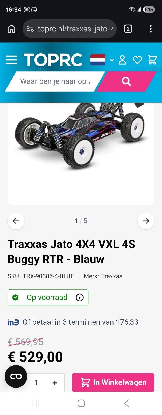 Traxxas Jato 4x4, 4s!, Ophalen of Verzenden, Auto offroad