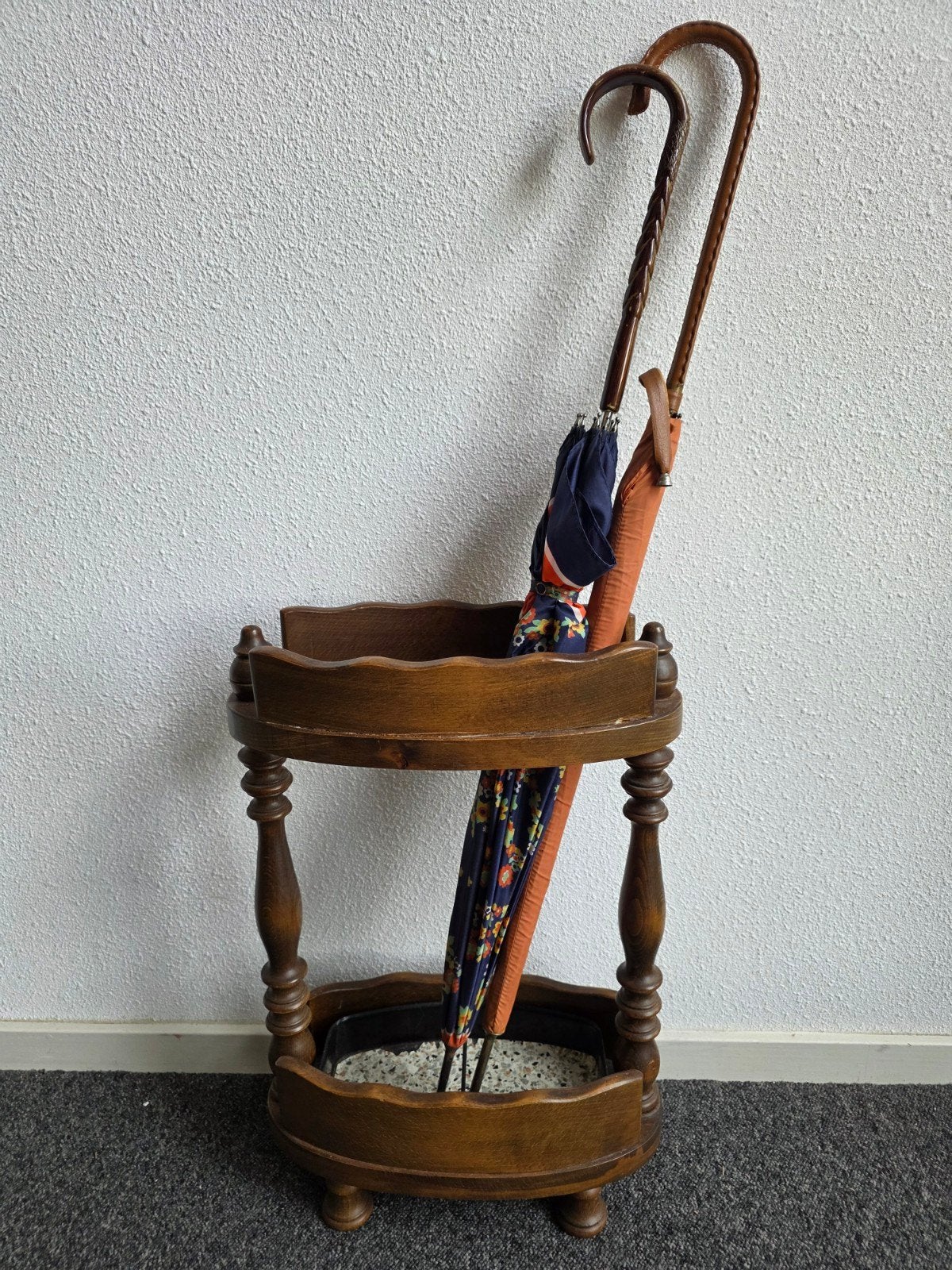 Vintage houten paraplubak parapluhouder met lekbak, Huis en Inrichting, Gebruikt, ., Ophalen of Verzenden, .