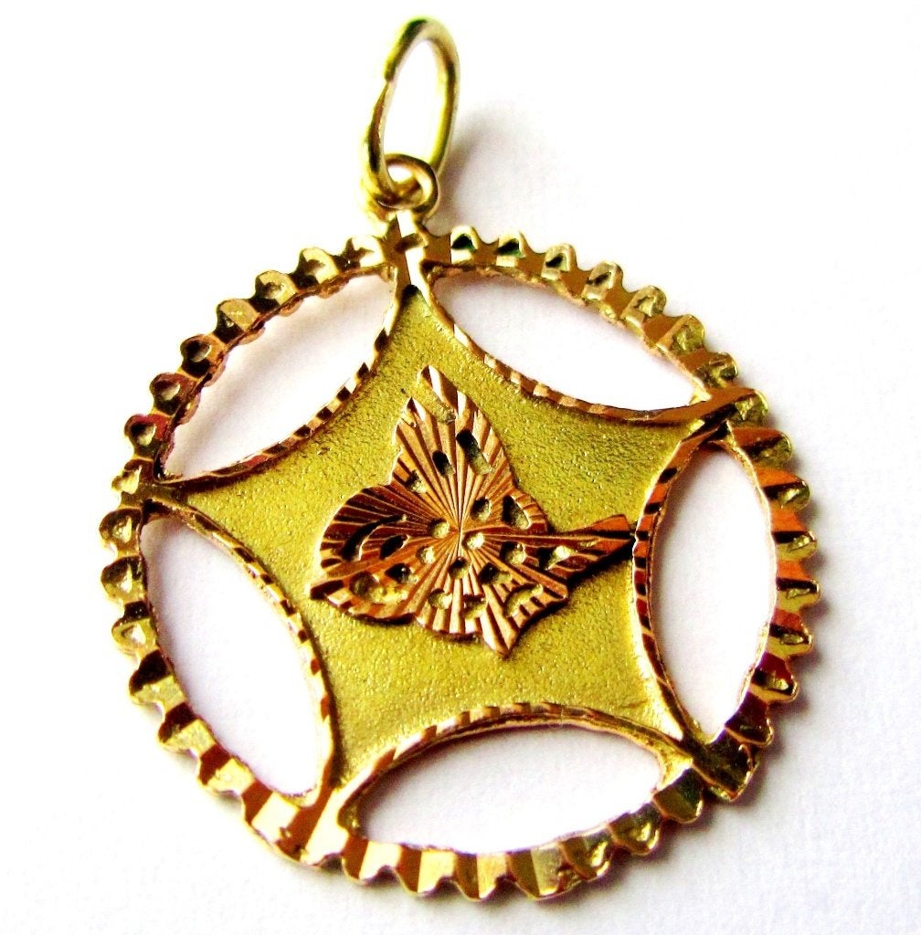 Prachtige grote 14 kt geel gouden ketting hanger 585 goud, Ophalen, Goud, Hanger