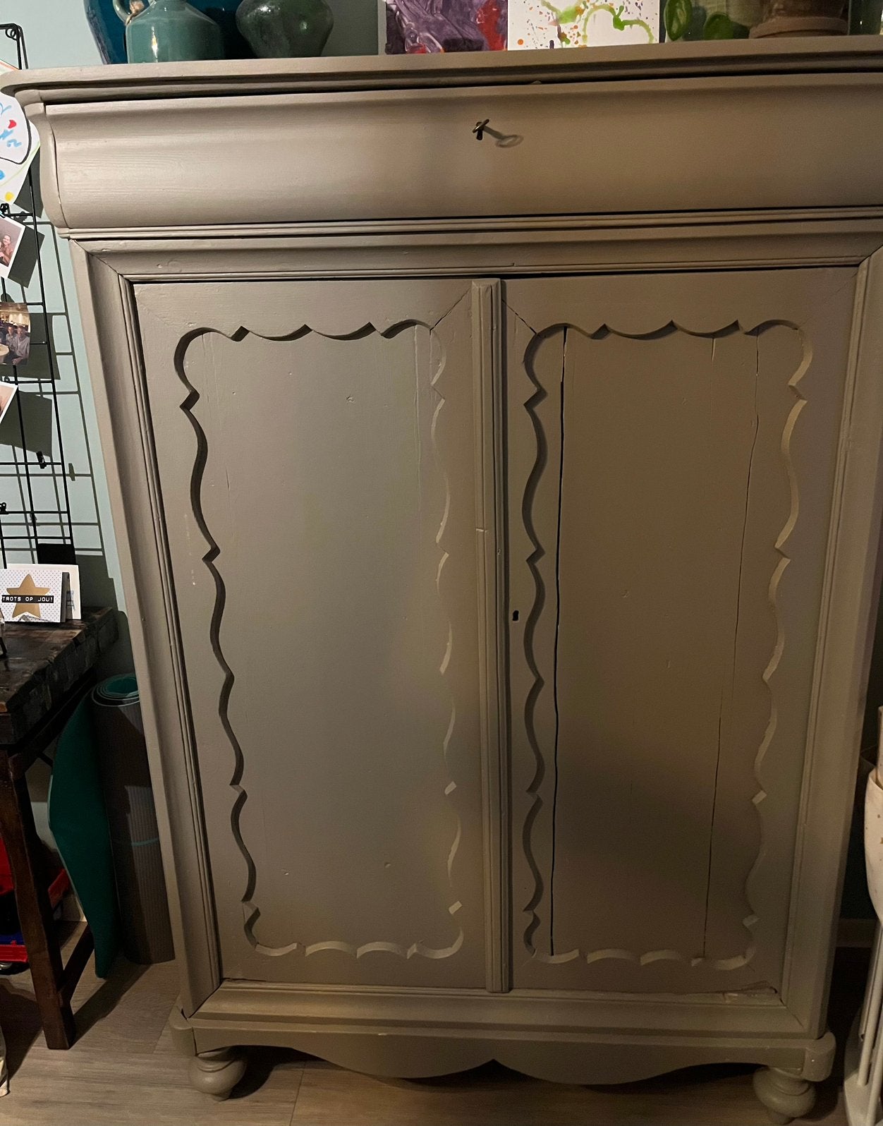 Brocante landelijke kast - Grijs, Ophalen