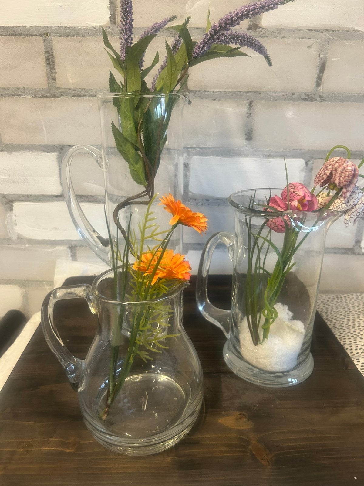 3 hele leuke glazen stolpen karafjes voor high tea /bloemen, Ophalen of Verzenden, Zo goed als nieuw