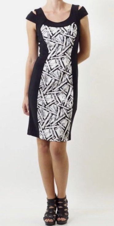 Joseph Ribkoff chique wit/zwarte stretch jurk mt 44