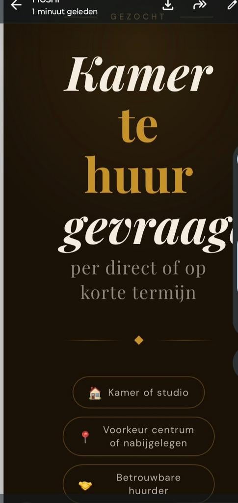 Kamer te huur gevraagd voor jonge dame met douche en keuken, Huizen en Kamers
