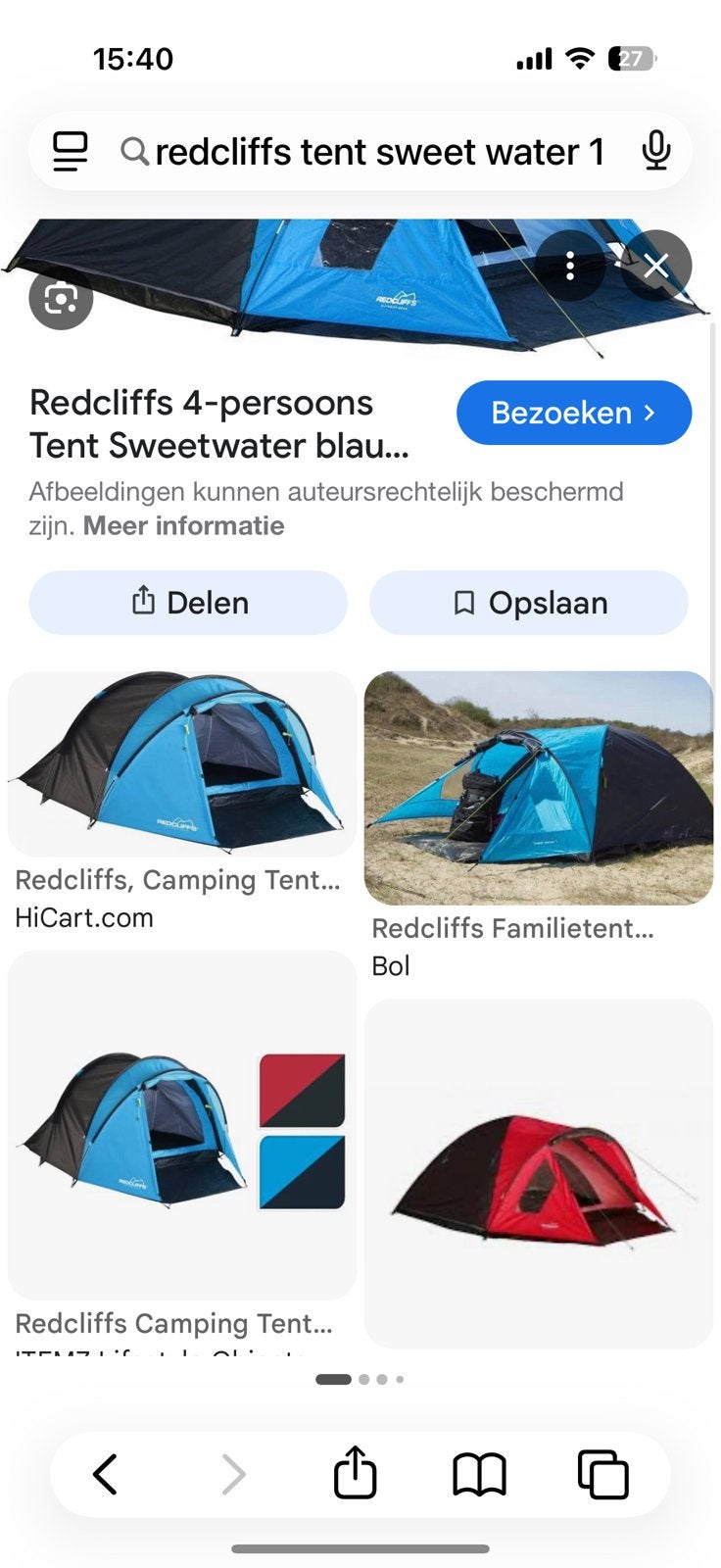 Nieuwe 2 persoon tenten met binnnen tent, Ophalen, Zo goed als nieuw, Tot en met 2