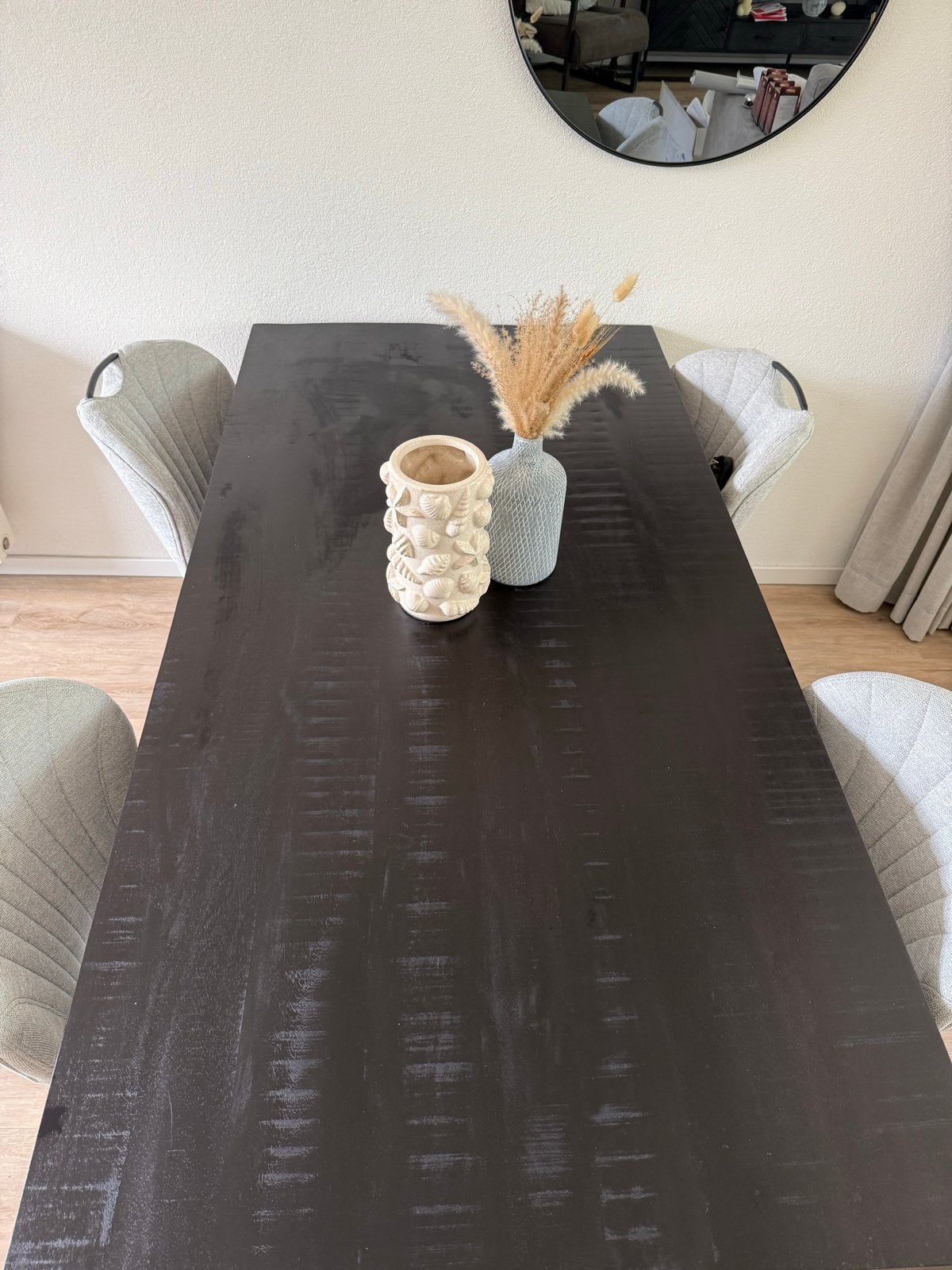 Zwarte mango houten eettafel 180x90, Ophalen, 50 tot 100 cm, Zo goed als nieuw, 150 tot 200 cm