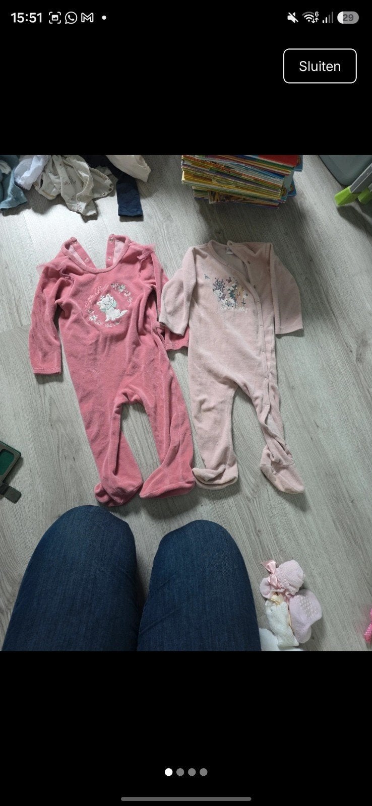 2x Disney Baby Rompertjes Roze - Zo goed als nieuw, Ophalen of Verzenden, Zo goed als nieuw, Disney Baby, Meisje