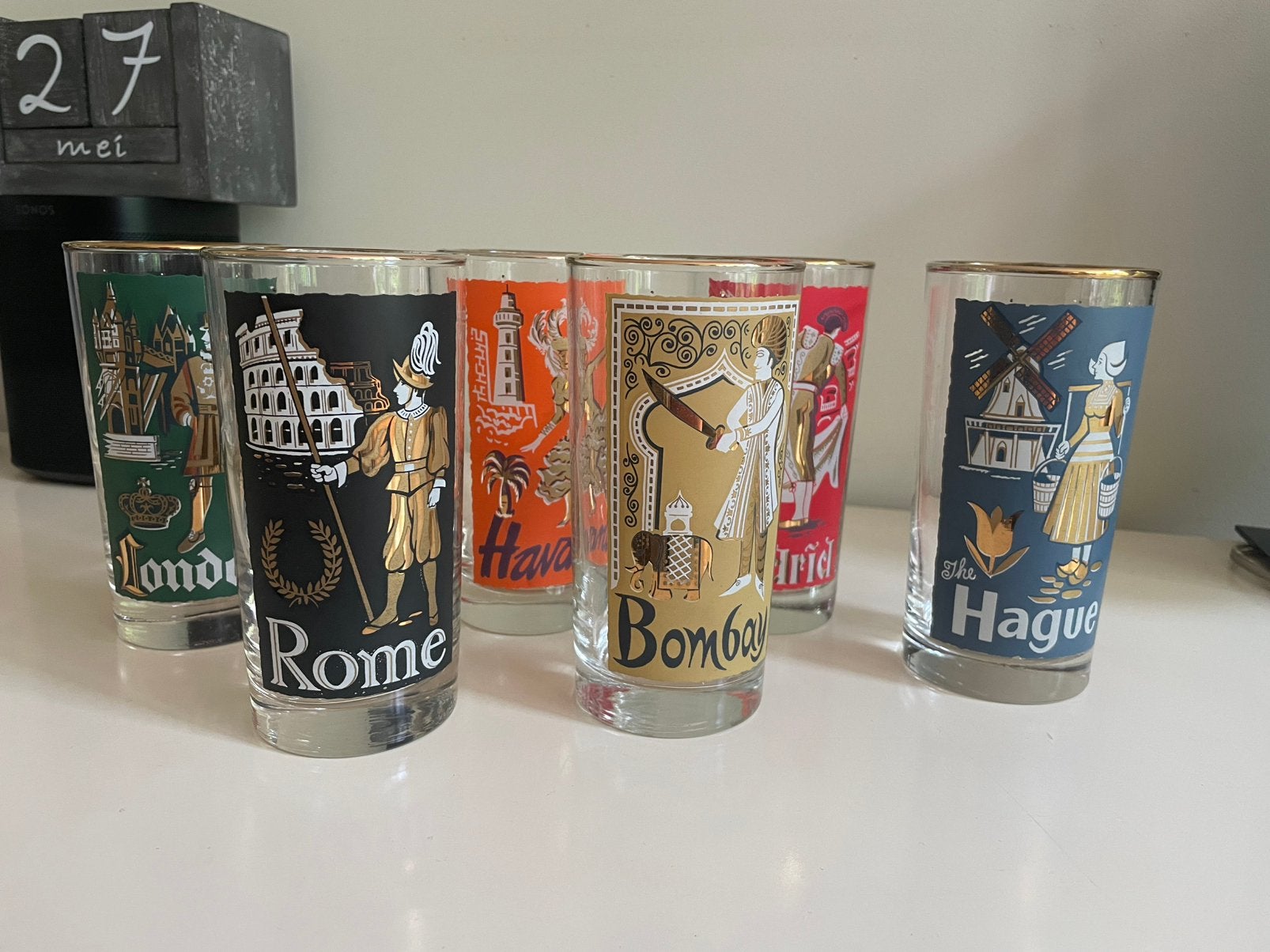 Vintage Libbey "International Cities" drinkglazen (6 stuks), Ophalen of Verzenden
