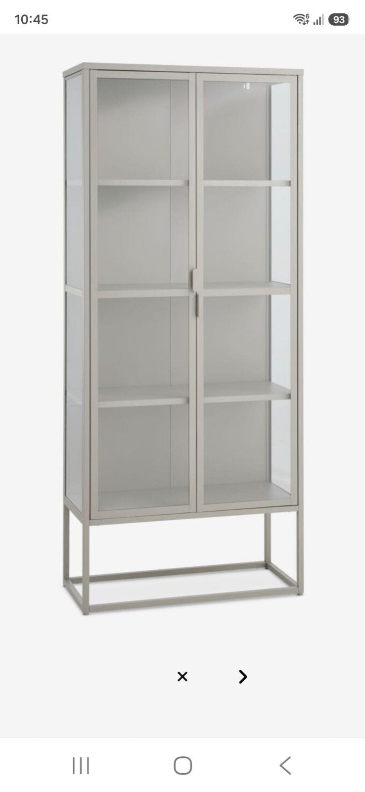 Glazen vitrinekast met stalen frame - Zo goed als nieuw, Ophalen, Met deur(en), 50 tot 100 cm, Zo goed als nieuw