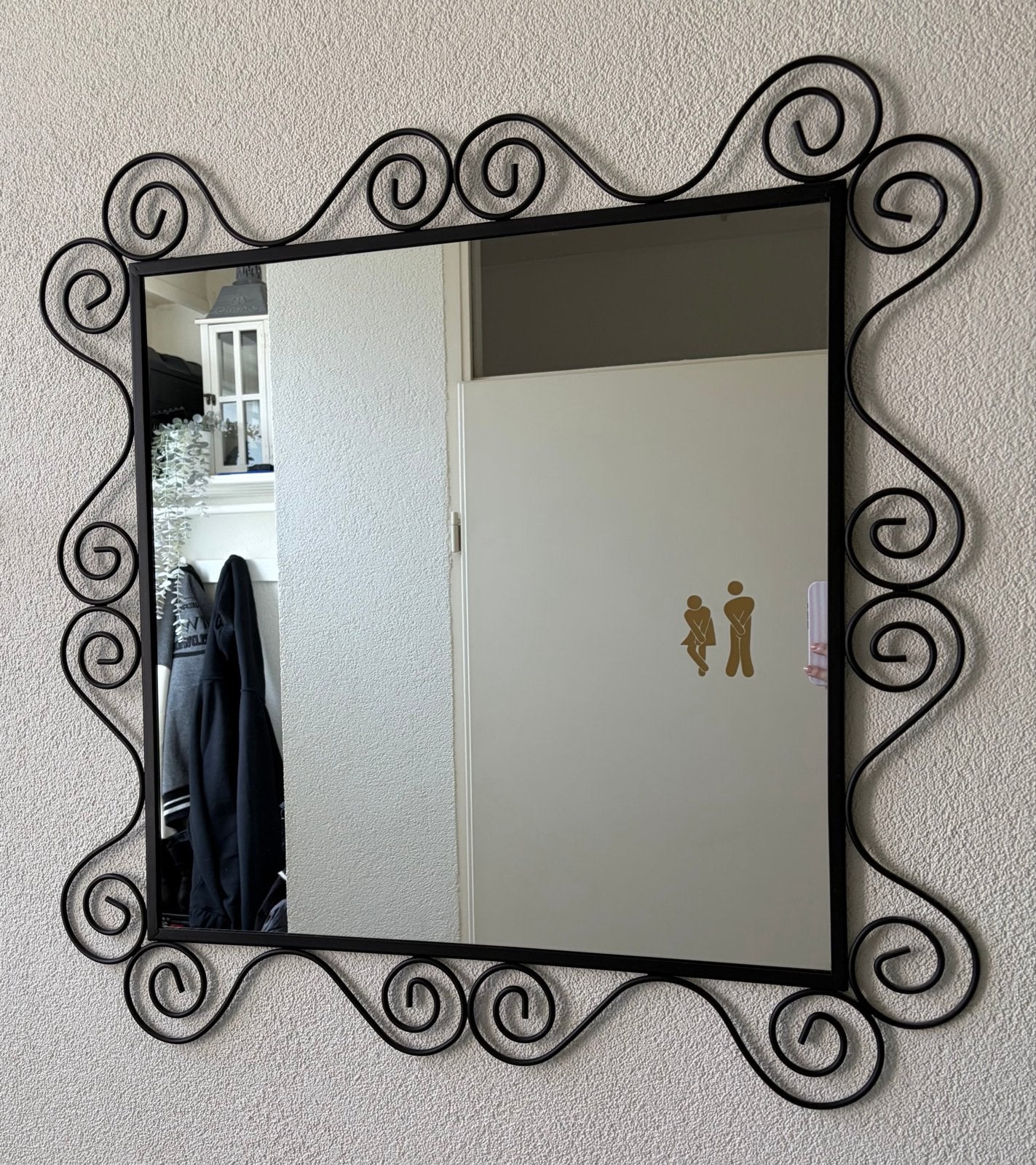 IKEA spiegel zwart vierkant met krulrand, Ophalen, Gebruikt, Vierkant, Minder dan 100 cm