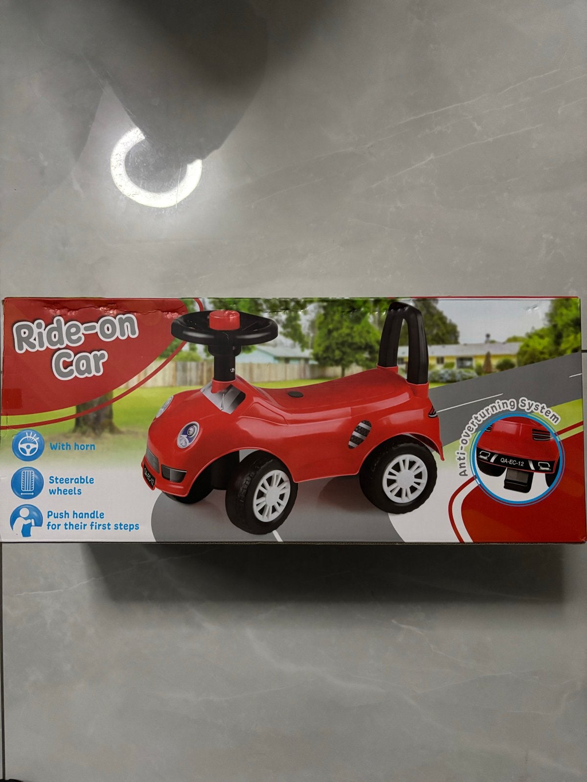 Nieuwe Rode Ride-on Loopauto met Claxon en Duwstang, Ophalen of Verzenden, Nieuw, Loopvoertuig