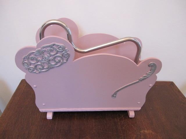 Brocante lectuurbak, apart handvat, roze met zilverkleur, Antiek en Kunst, Ophalen