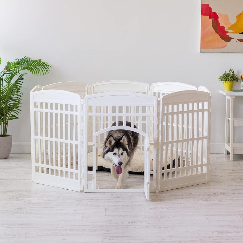 Iris Ohyama Puppyren – 8 panelen – Wit – 88 cm, Dieren en Toebehoren, Ophalen of Verzenden, Zo goed als nieuw