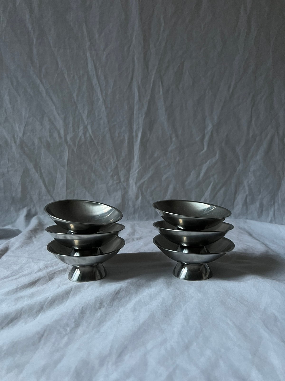 Vintage Franse RVS Guy Degrenne amuse, dessert of ijscoupes, Huis en Inrichting, Ophalen, Metaal, Vintage, Kom(men)