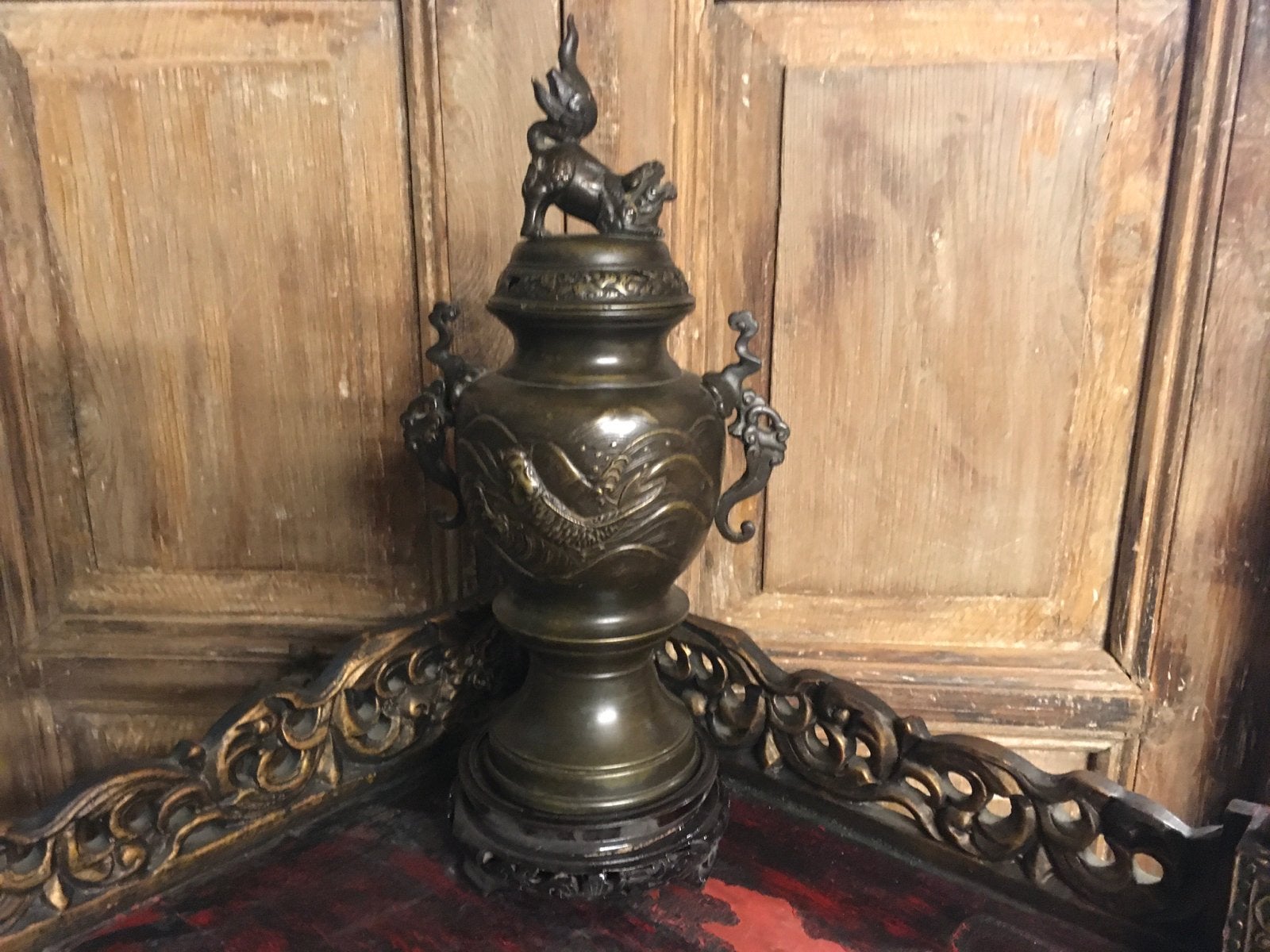 Mooie bronzen Japanse wierook pot, Censer, 45 cm hoog, Antiek en Kunst, Ophalen of Verzenden, Brons