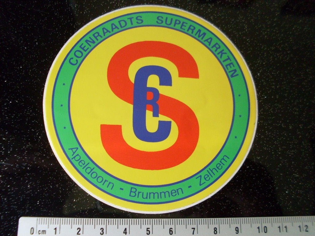 sticker coenraadts supermarkten logo CRS apeldoorn brummen, Verzamelen, Verzenden, Zo goed als nieuw, Bedrijf of Vereniging